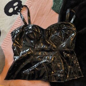 MISS KITTY MANEATER TOP IN BLACK VINYL - VIXEN BY MICHELINE PITT